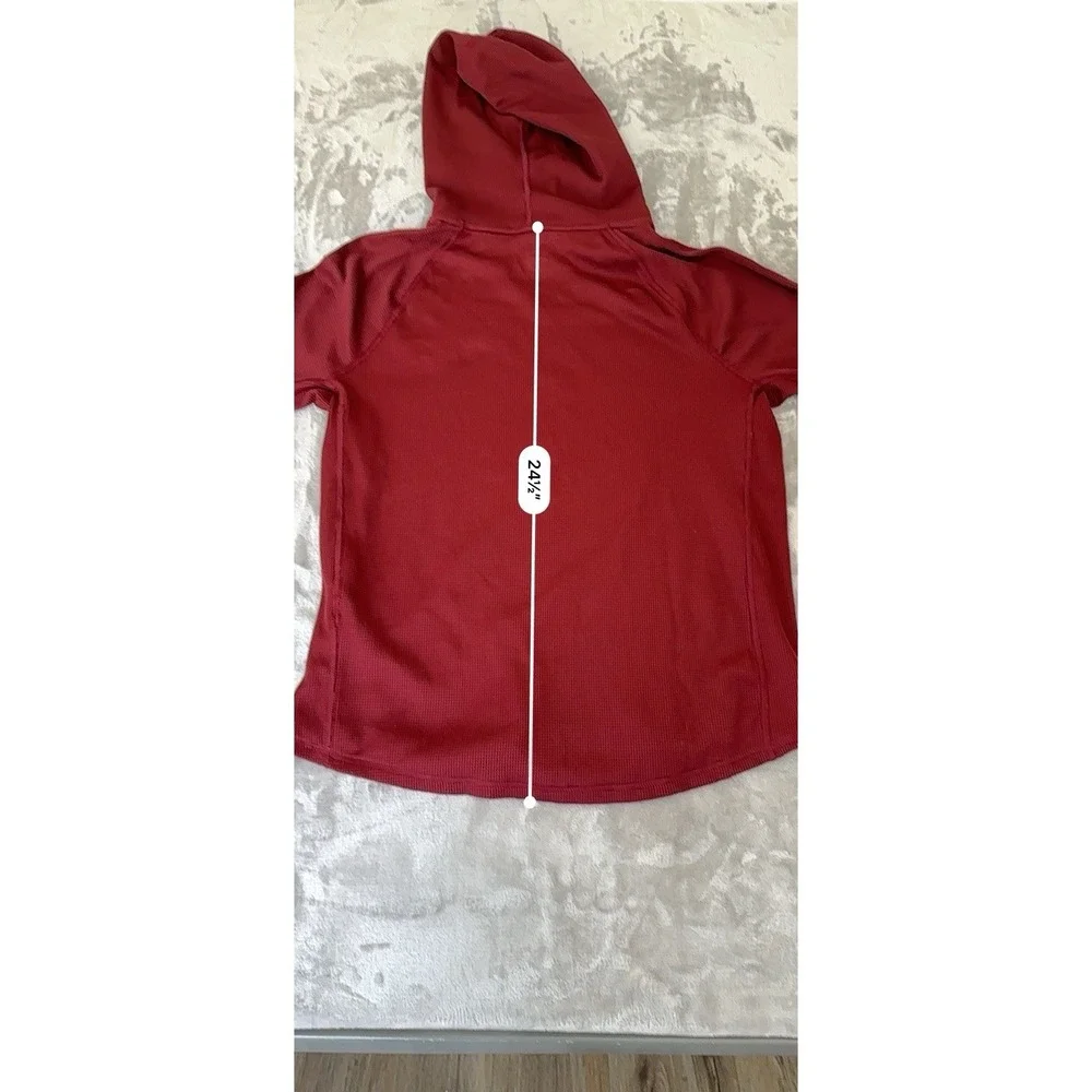 Adidas Hoodie Pullover Men's Size Medium Red Lightweight Thermal Long Sleeve EUC